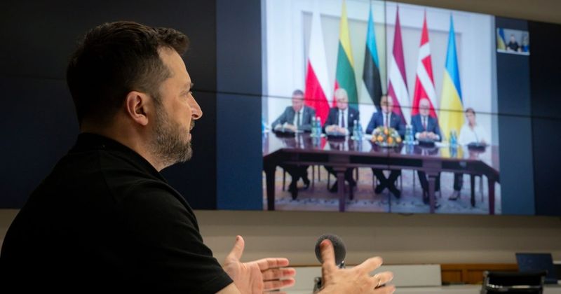 Wołodymyr Zełenski podczas wideokonferencji